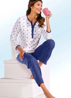 Zweierpack Schlafanzüge mit Pünktchen, lang- und kurzarm
