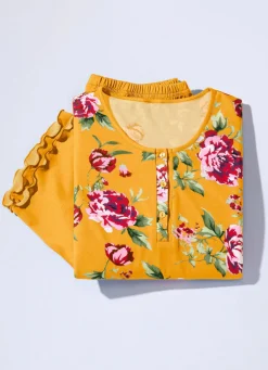 Zweierpack Schlafanzüge mit gebogten Abschlüssen und Knopfleiste