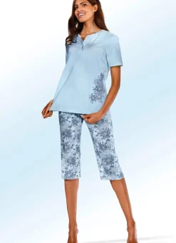 Zweierpack Schlafanzüge mit platziertem Druck und wadenlanger Hose