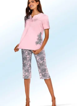 Zweierpack Schlafanzüge mit platziertem Druck und wadenlanger Hose